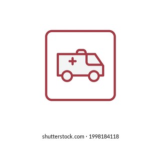 Ambulanzflachsymbol. Leuchtende Zeichen für Design-Logo, Visitenkarte usw. Einmaliges, qualitativ hochwertiges Umrisssymbol für Webdesign oder mobile App. Medizinisches Rahmenpiktogramm.