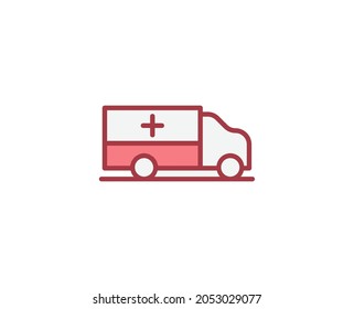 Ambulance flat icon. Thin line signs for design logo, visit card, etc. Single high-quality outline symbol for web design or mobile app. Medical outline pictogram.