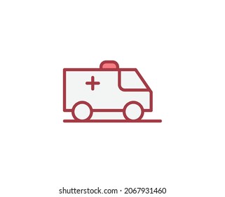 Ambulance flat icon. Thin line signs for design logo, visit card, etc. Single high-quality outline symbol for web design or mobile app. Medical outline pictogram.
