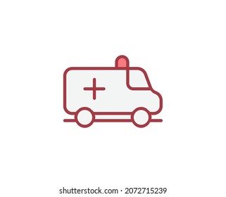 Ambulance flat icon. Thin line signs for design logo, visit card, etc. Single high-quality outline symbol for web design or mobile app. Medical outline pictogram.