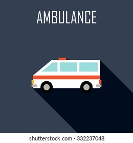 Ambulance. Flat icon. Vector illustration