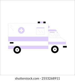 Ambulance In Flat Vector Illustration Symbolizing Emergency Vehicle, Patient Transport, And Healthcare Services, Isolated On White Background