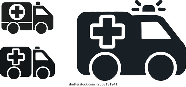 Ambulance flat vector set. Medical Icon.
