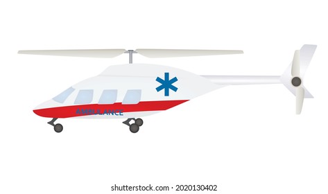 Ambulance flying helicopter. vector illustration