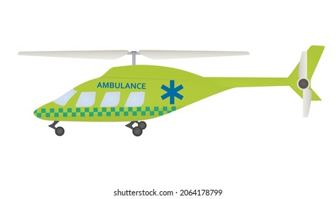 Ambulance flying helicopter. vector illustration