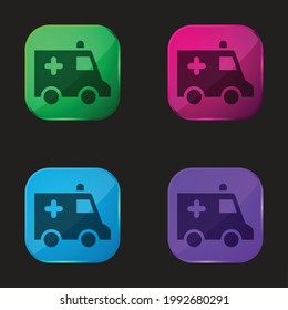 Ambulance four color glass button icon