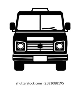 ambulance front view silhouette vector on white background