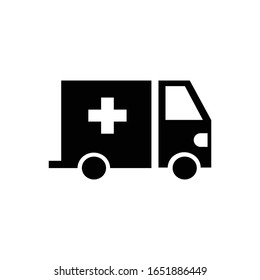 Ambulanz mit Vektorillustration von Glyphosymbolen