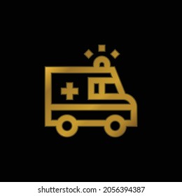 Ambulance gold plated metalic icon or logo vector