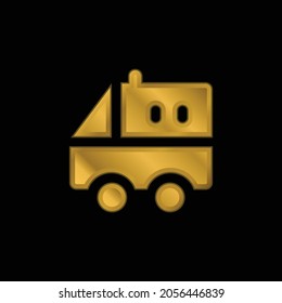 Ambulance gold plated metalic icon or logo vector