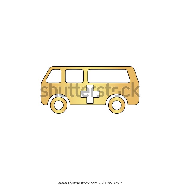 Ambulance Gold vector icon with black contour line. Flat\
computer symbol 