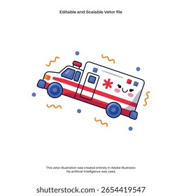 Ambulance . Ambulance Hand Draw Illustration Vector Design