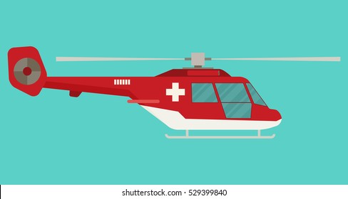 Ambulance helicopter in flat style. Vector illustration.