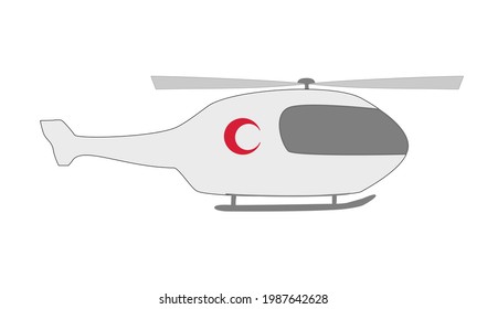 ambulance helicopter gray color. Red Crescent