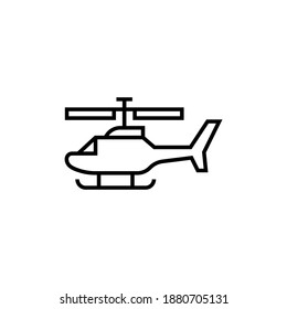 Icono del helicóptero de ambulancia en estilo de línea negra plana, aislado en fondo blanco