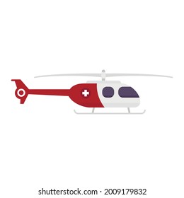 Ambulance helicopter icon. Flat illustration of ambulance helicopter vector icon isolated on white background