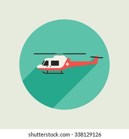 Ambulance helicopter icon in flat style. Vector simple illustration.