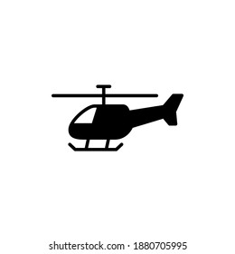 Ambulance helicopter icon in solid black flat shape glyph icon, isolated on white background