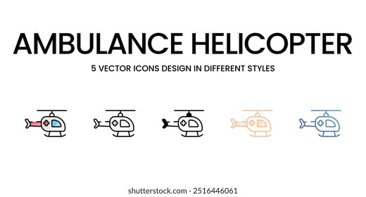 Ícones de helicóptero de ambulância definir ilustração de estoque de vetor