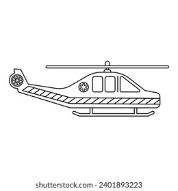 Ambulance helicopter line art. Vector illustration with healthcare theme and line art vector style. Editable vector element.