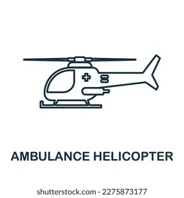Icono de línea del helicóptero de ambulancia. Elemento simple de la colección de asistencia sanitaria. Icono de esquema del Helicóptero de Ambulancia Creativa para diseño web, plantillas, infografías y más