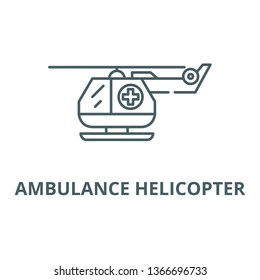 Ambulance helicopter line icon, vector. Ambulance helicopter outline sign, concept symbol, flat illustration