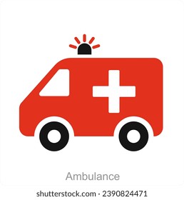 Ambulance and hospital icon concept