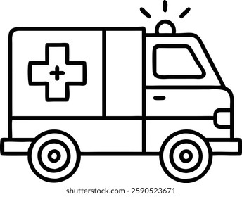 ambulance, hospital transport, medical transport line icon logo transparent sign line outline linear style vector illustration isolated on white background