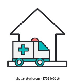 ambulance in house scene icon vector illustration design