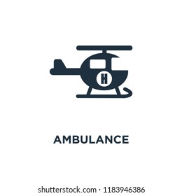 Ambulance icon. Black filled vector illustration. Ambulance symbol on white background. Can be used in web and mobile.