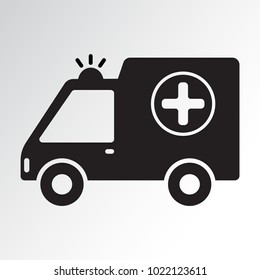 Ambulance icon. Black silhouette. Vector illustration 