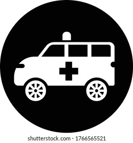 Ambulance icon, black vector graphics