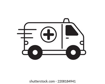 Ambulance Icon Black White Design Isolated Stock Vector (Royalty Free ...