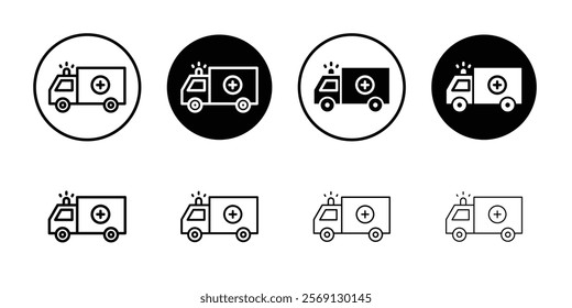 Ambulance icon Black and white outline vector