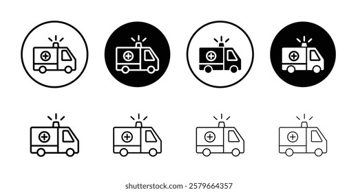 Ambulance icon black and white vector sign