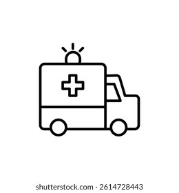 Ambulance icon black and white vector sign