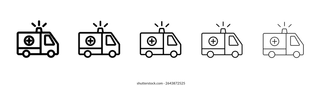 Ambulance icon black and white vector sign