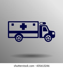 Ambulance icon blue on a gray background