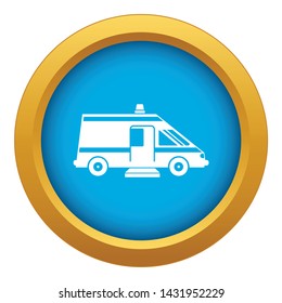 Ambulance icon blue vector isolated on white background for any design