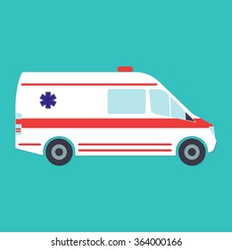Ambulance icon. Ambulance car in flat style. Vector illustration.