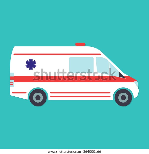 Ambulance icon. Ambulance car in flat\
style. Vector\
illustration.