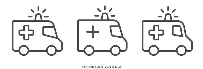 Ambulance icon, Ambulance car vector icons set.