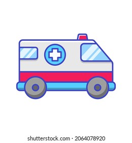 Ambulance icon in colorful design isolated on white background. Simple ambulance vector illustration