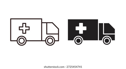 Symbolkonzept für Krankenwagen. Einfache Symbolsammlung
