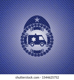 ambulance icon with denim texture