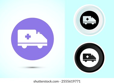Ambulance icon design illustration. Emergency car, medicine van symbol
