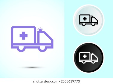 Ambulance icon design illustration. Emergency car, medicine van symbol