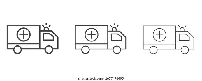 Diseño del icono de la ambulancia, conveniente para el Web, la infografía, la interfaz y los App.