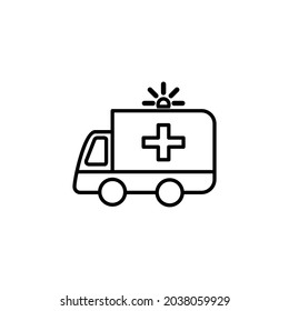 Diseño de iconos de ambulancia, vector de iconos de vehículos de ambulancia, evacuación médica de vehículos de ambulancia, ilustración de vectores.