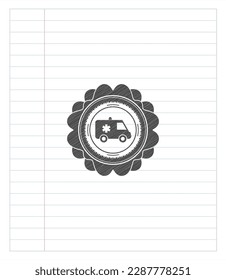 ambulance icon drawn in pencil. Vector Illustration. Detailed. 